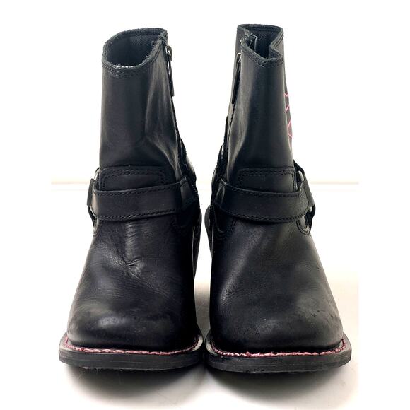 Harley-Davidson Black Leather Heeled Boots Women's Sz 7.5 - Picture 3 of 10